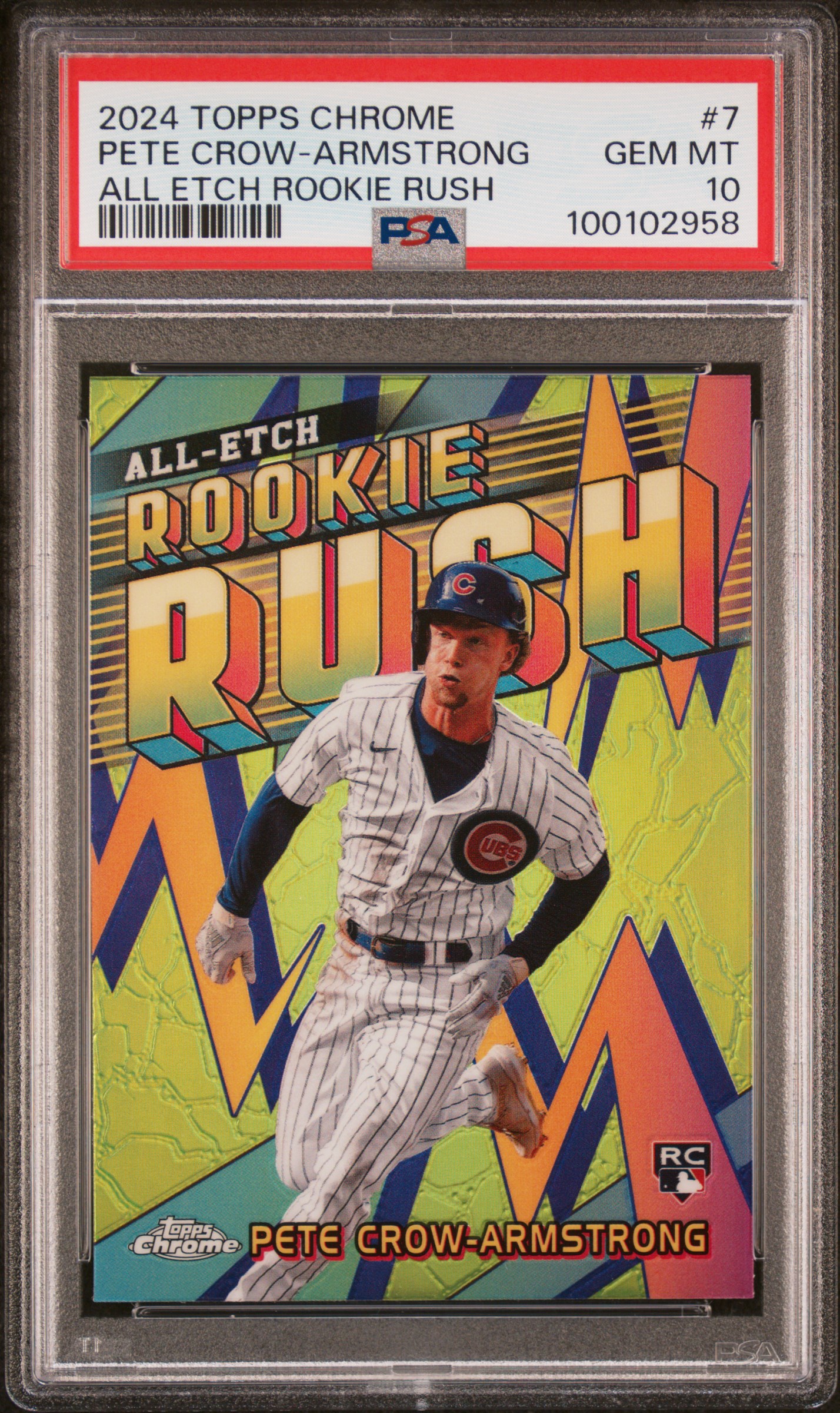 2024 Topps Chrome Chrome All Etch Rookie Rush Pete Crow-Armstrong #7 Gem Mt 10 front