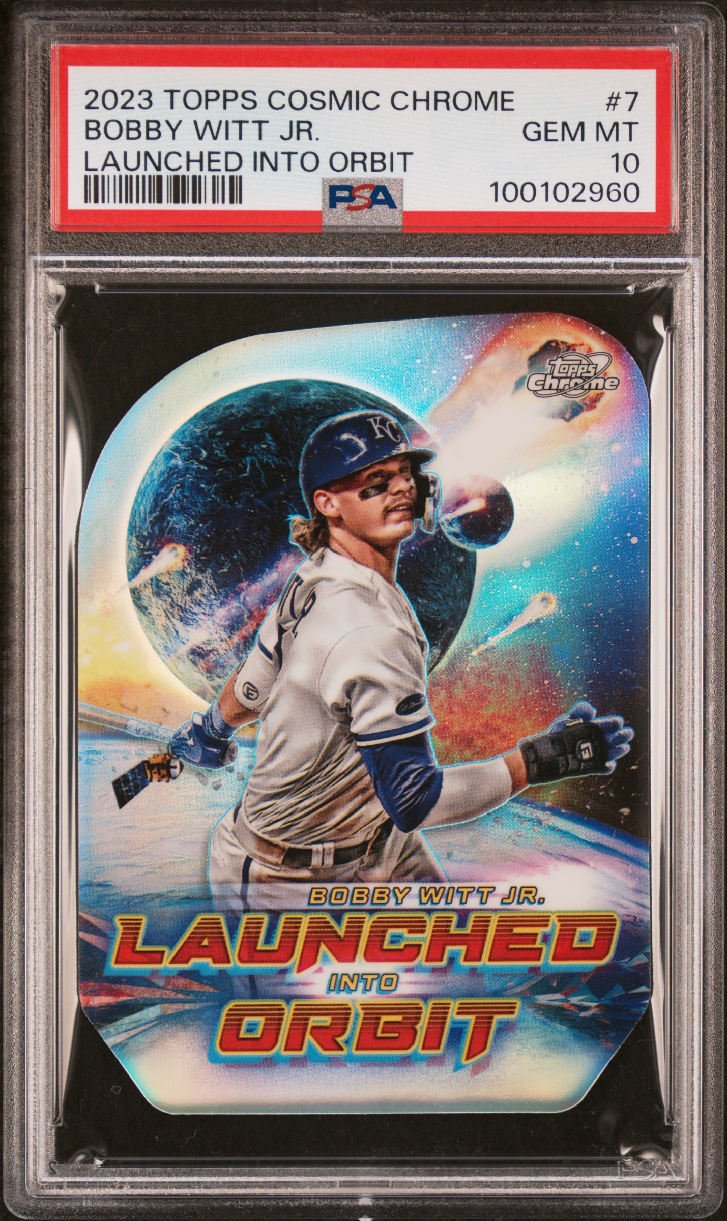 2023 Topps Cosmic Chrome Launched Into Orbit Bobby Witt Jr. #7 Gem Mt 10 front