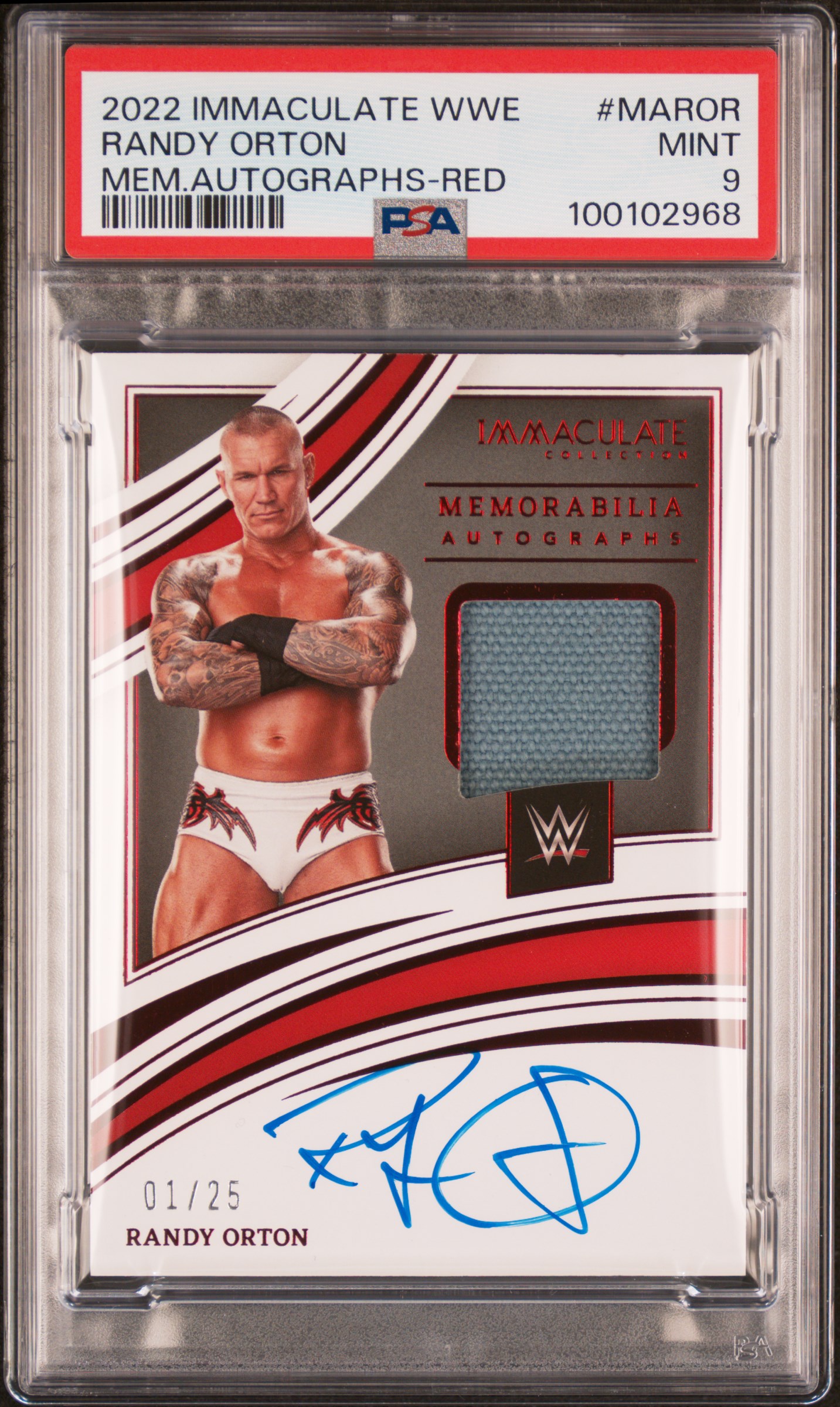 2022 Panini Immaculate Collection Wwe Memorabilia Autographs Randy Orton #Maror (Mem.autographs-Red) Mint 9 front