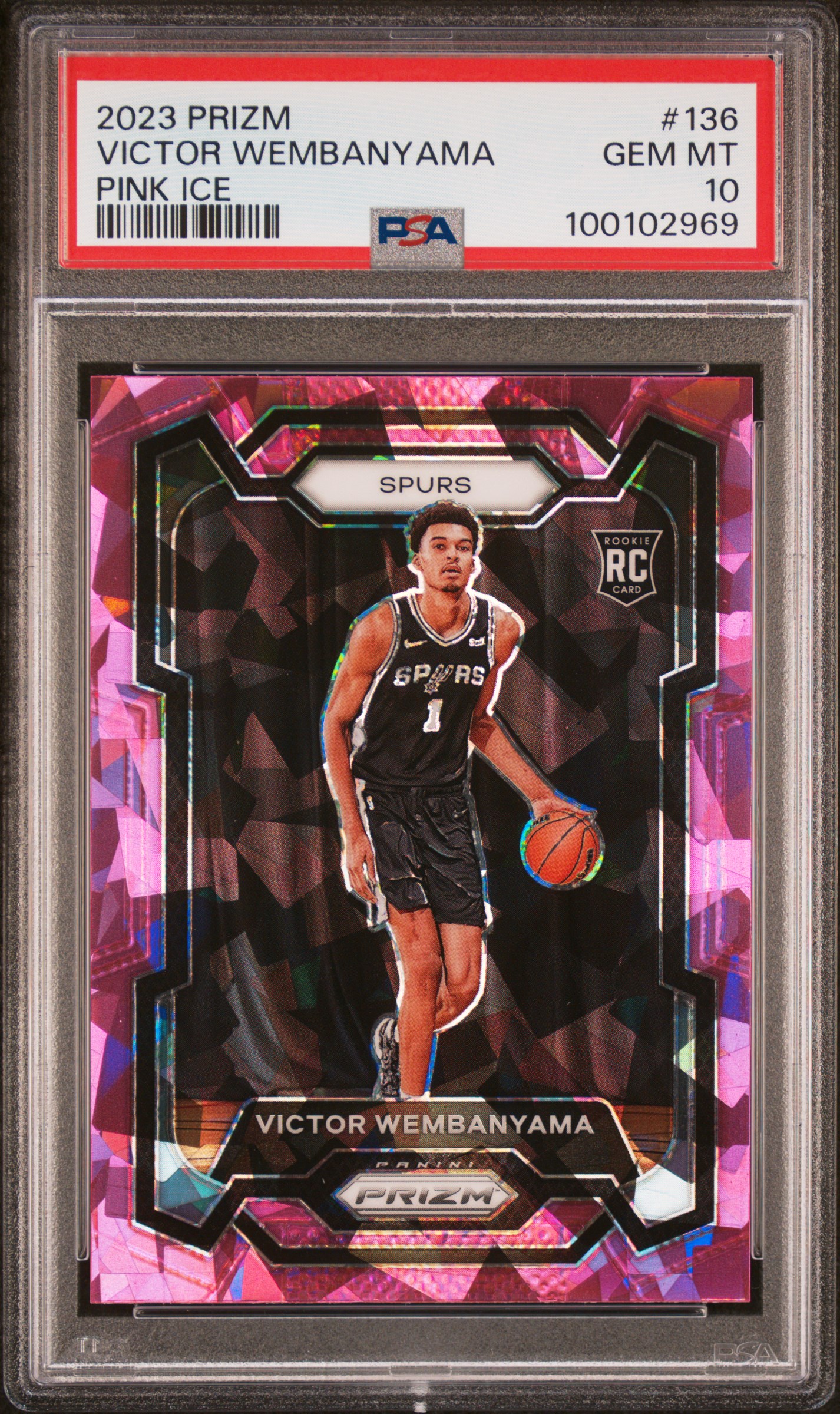 2023 Panini Prizm Victor Wembanyama #136 (Pink Ice) Gem Mt 10 front