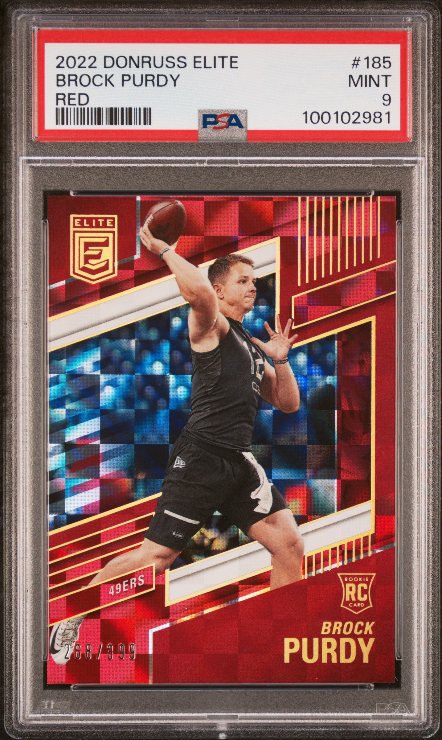 2022 Panini Donruss Elite Brock Purdy #185 (Red) Mint 9 front