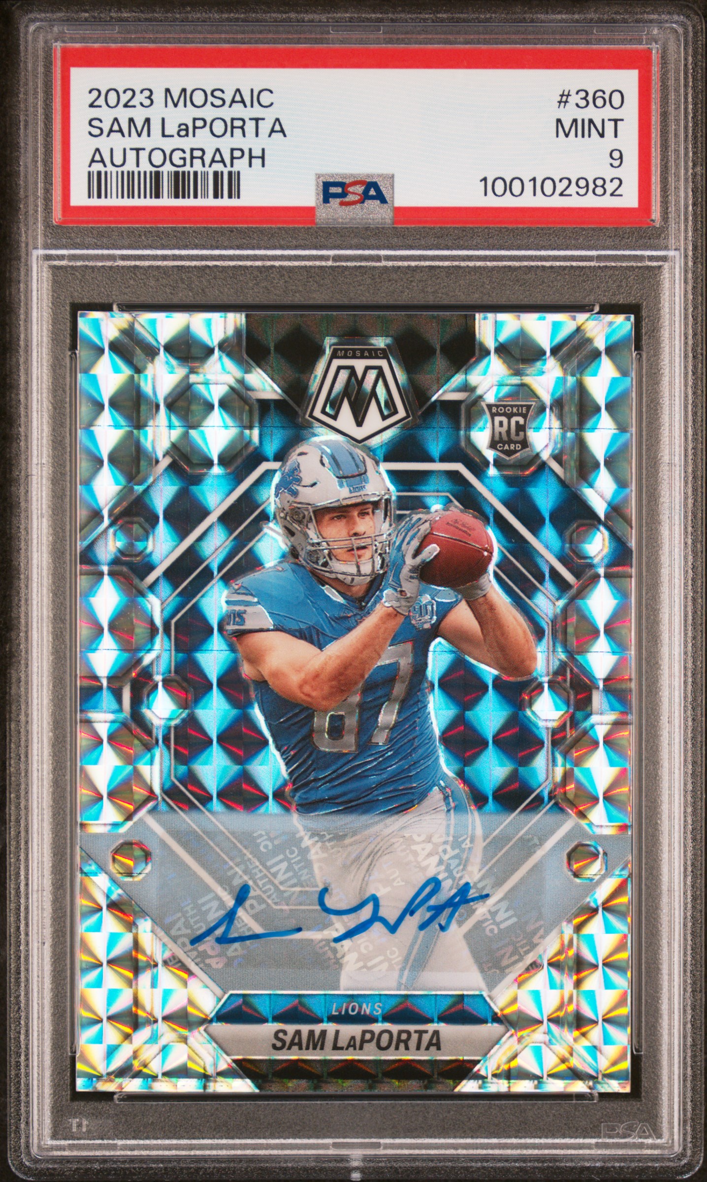 2023 Panini Mosaic Sam Laporta #360 (Autograph) Mint 9 front