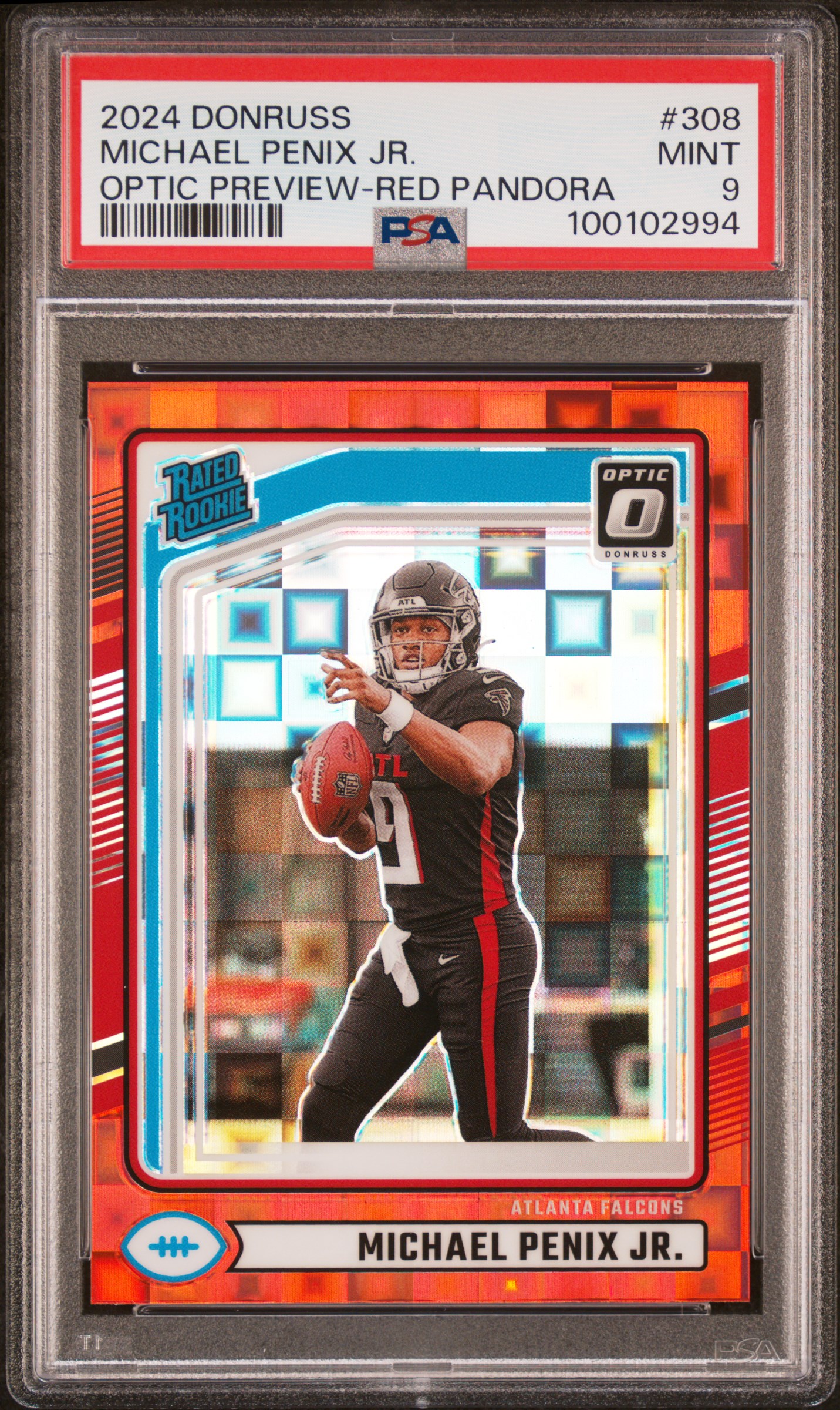 2024 Panini Donruss Michael Penix Jr. #308 (Optic Preview-Red Pandora) Mint 9 front