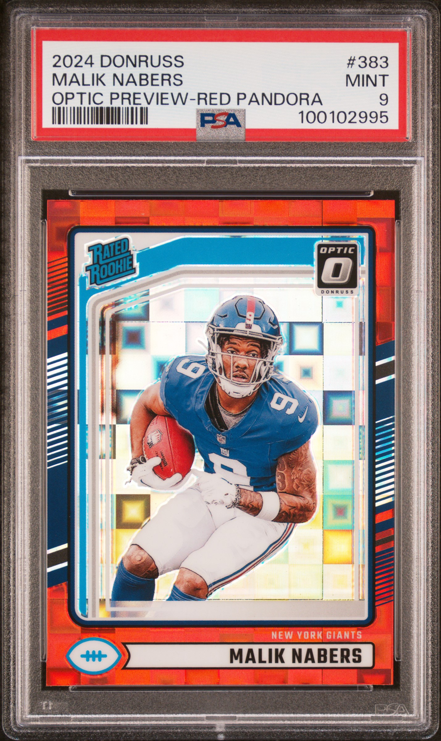 2024 Panini Donruss Malik Nabers #383 (Optic Preview-Red Pandora) Mint 9 front