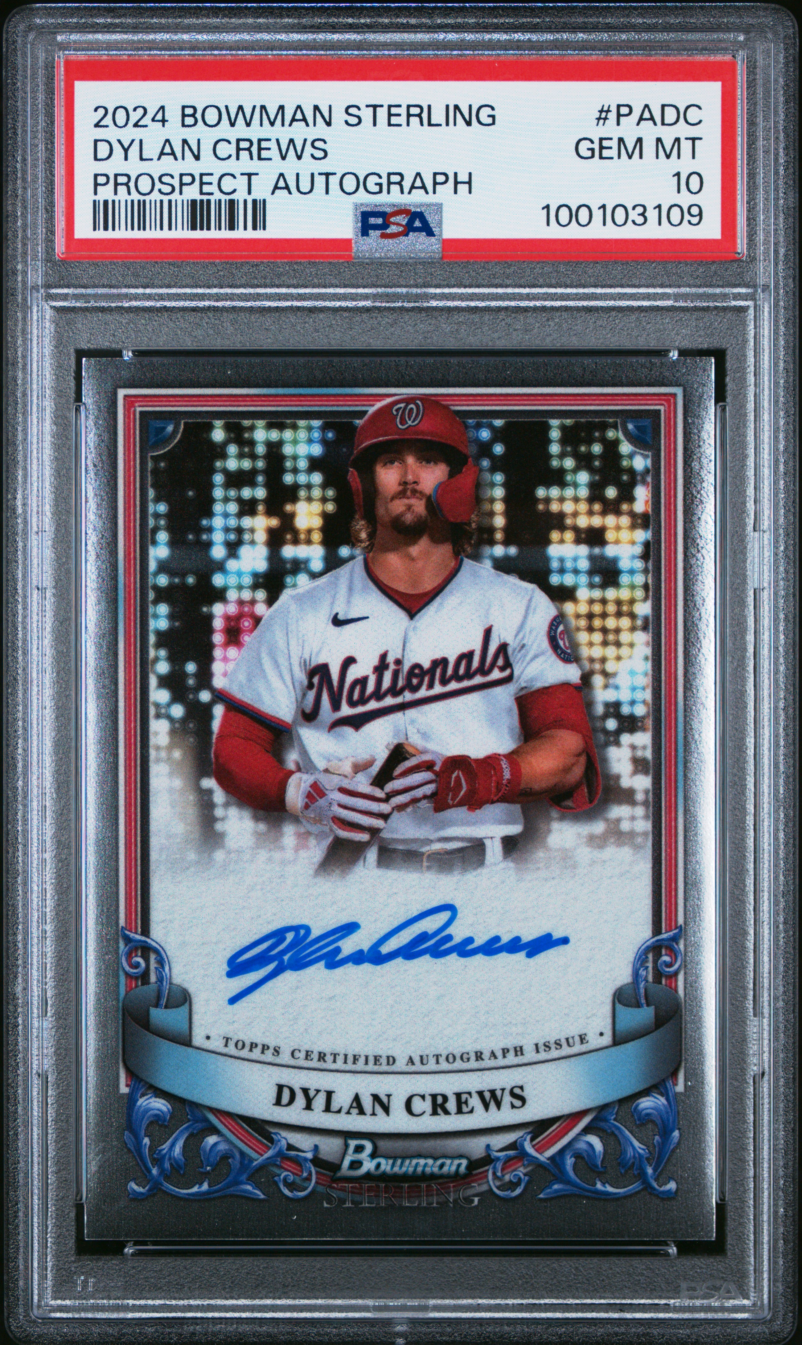 2024 Bowman Sterling Prospect Autographs Dylan Crews #Padc Gem Mt 10 front