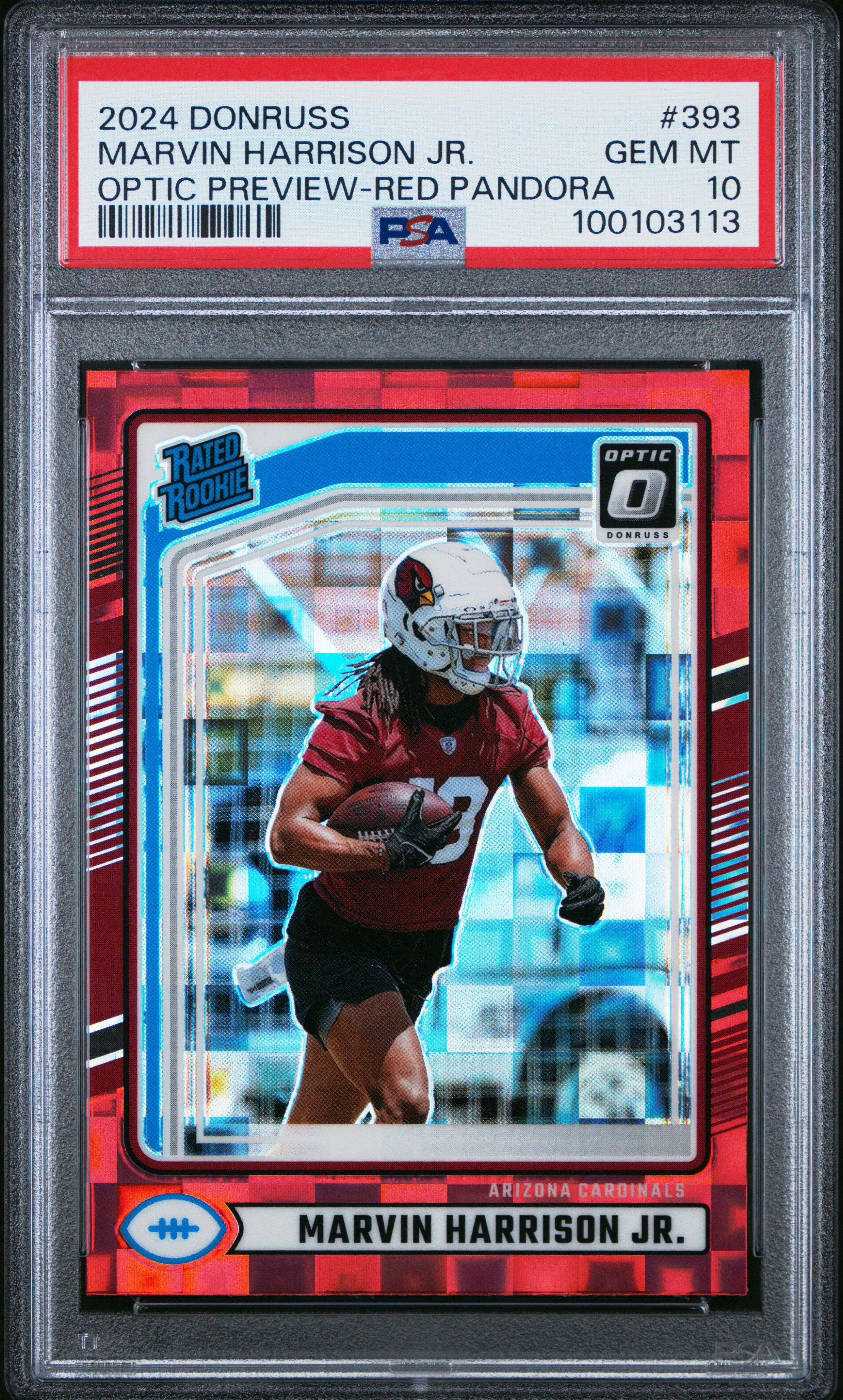 2024 Panini Donruss Marvin Harrison Jr. #393 (Optic Preview-Red Pandora) Gem Mt 10 front