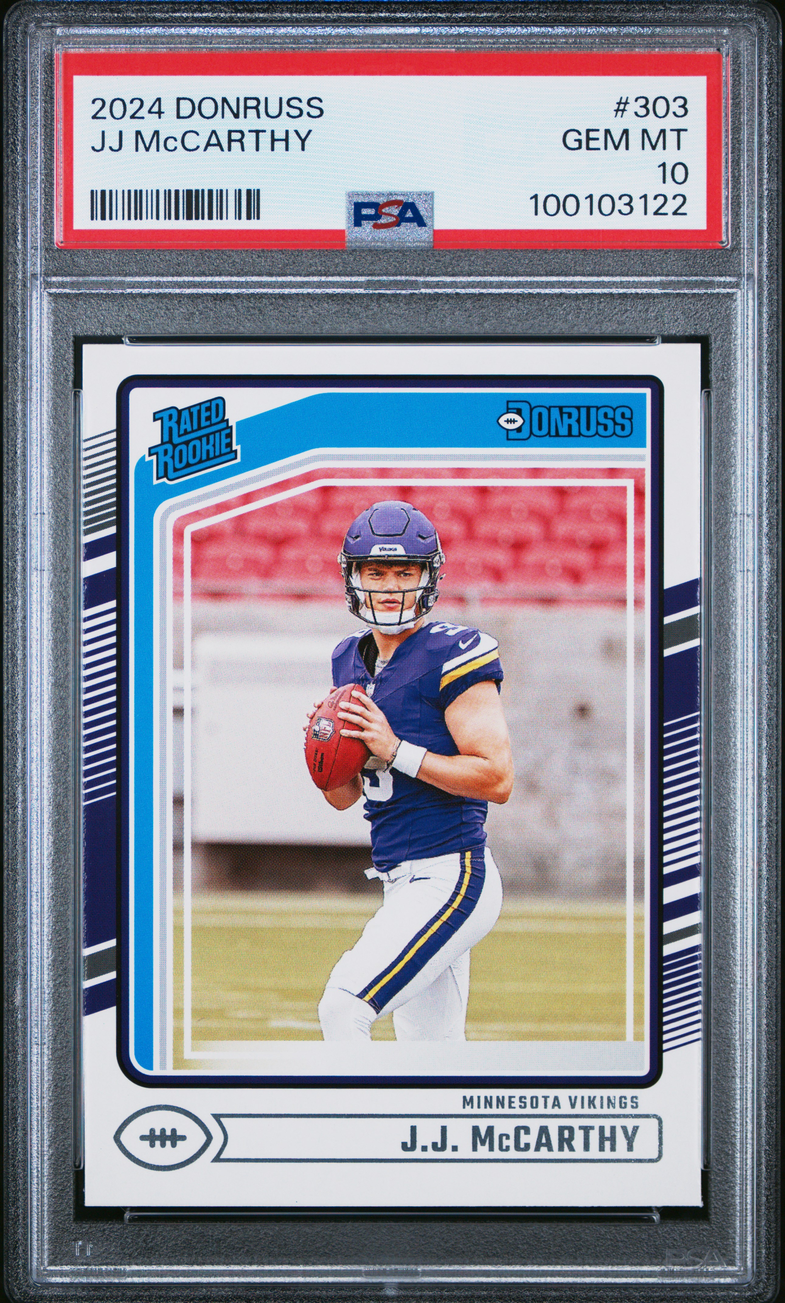 2024 Panini Donruss Jj Mccarthy #303 Gem Mt 10 front