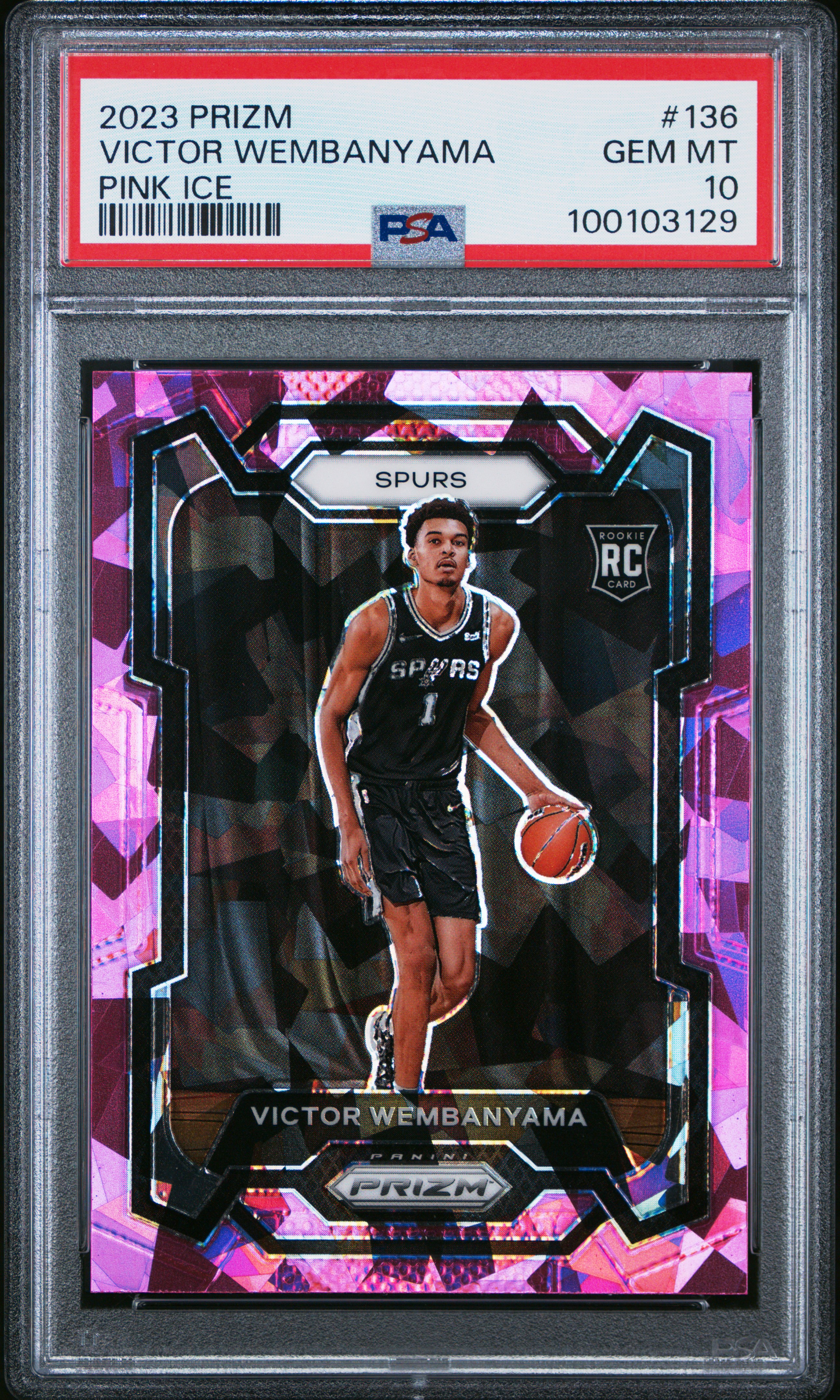 2023 Panini Prizm Victor Wembanyama #136 (Pink Ice) Gem Mt 10 front