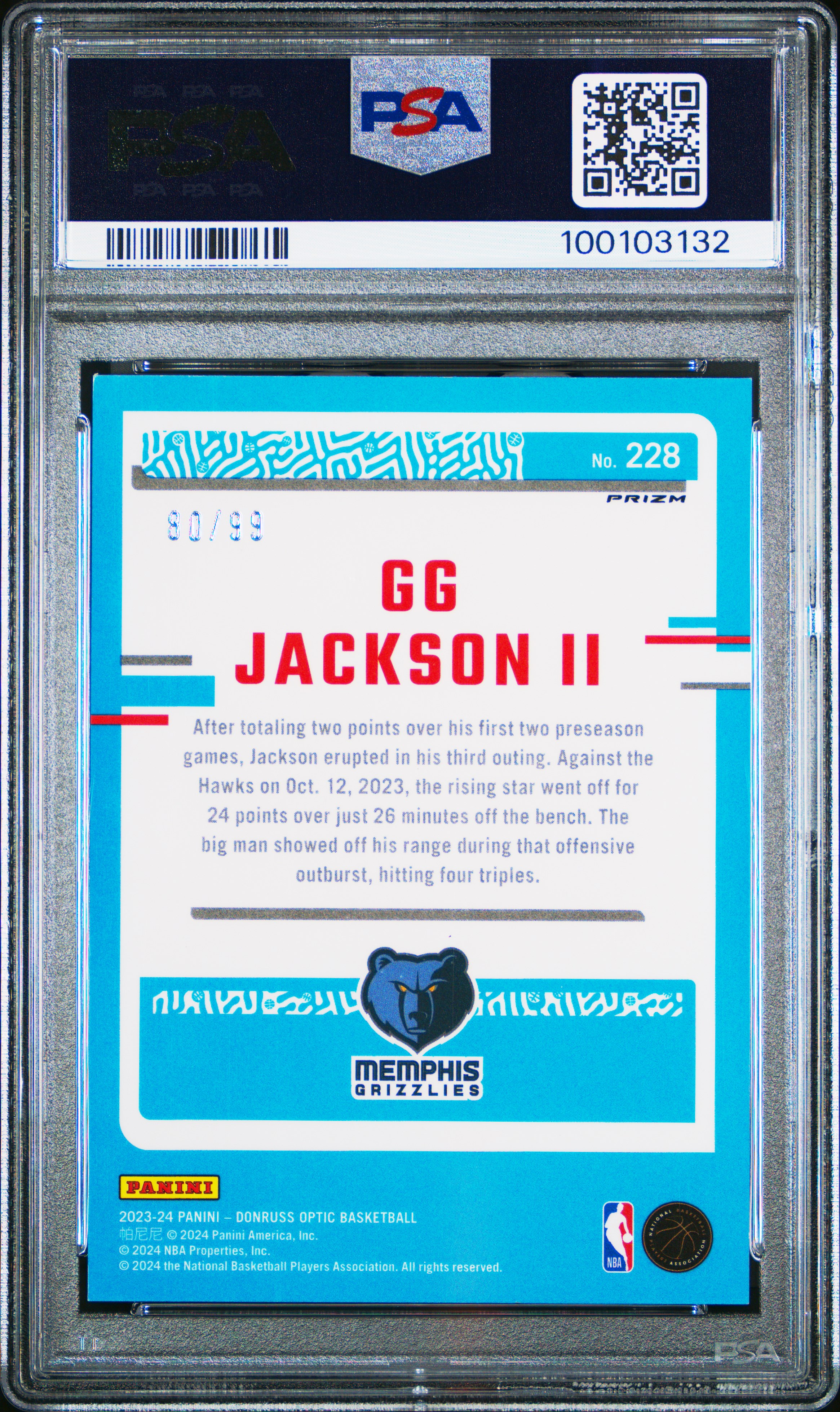 2023 Panini Donruss Optic Gg Jackson Ii #228 (Hyper Orange) Mint 9 back