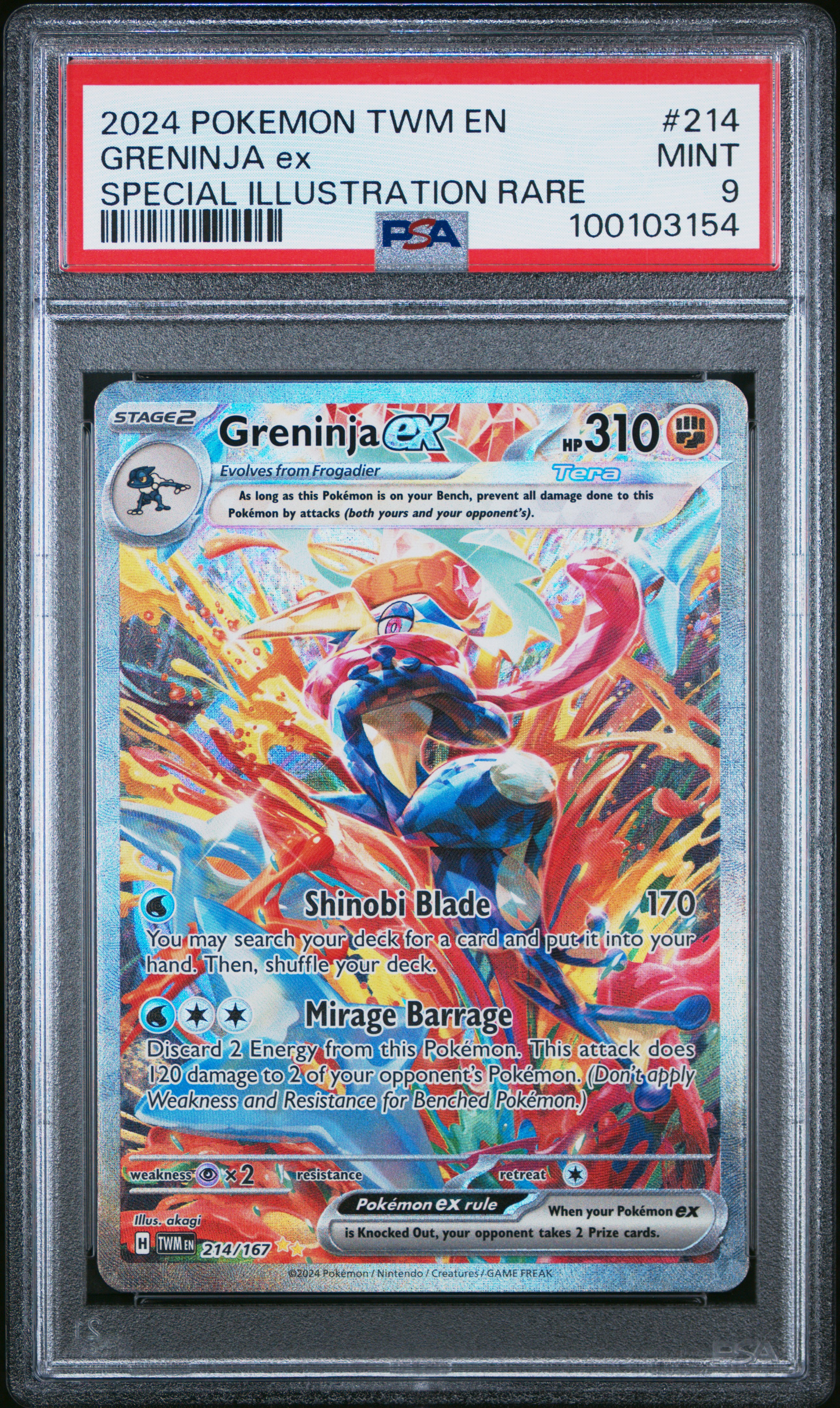 2024 Pokemon Twm En-Twilight Masquerade Greninja Ex #214 (Special Illustration Rare) Mint 9 front
