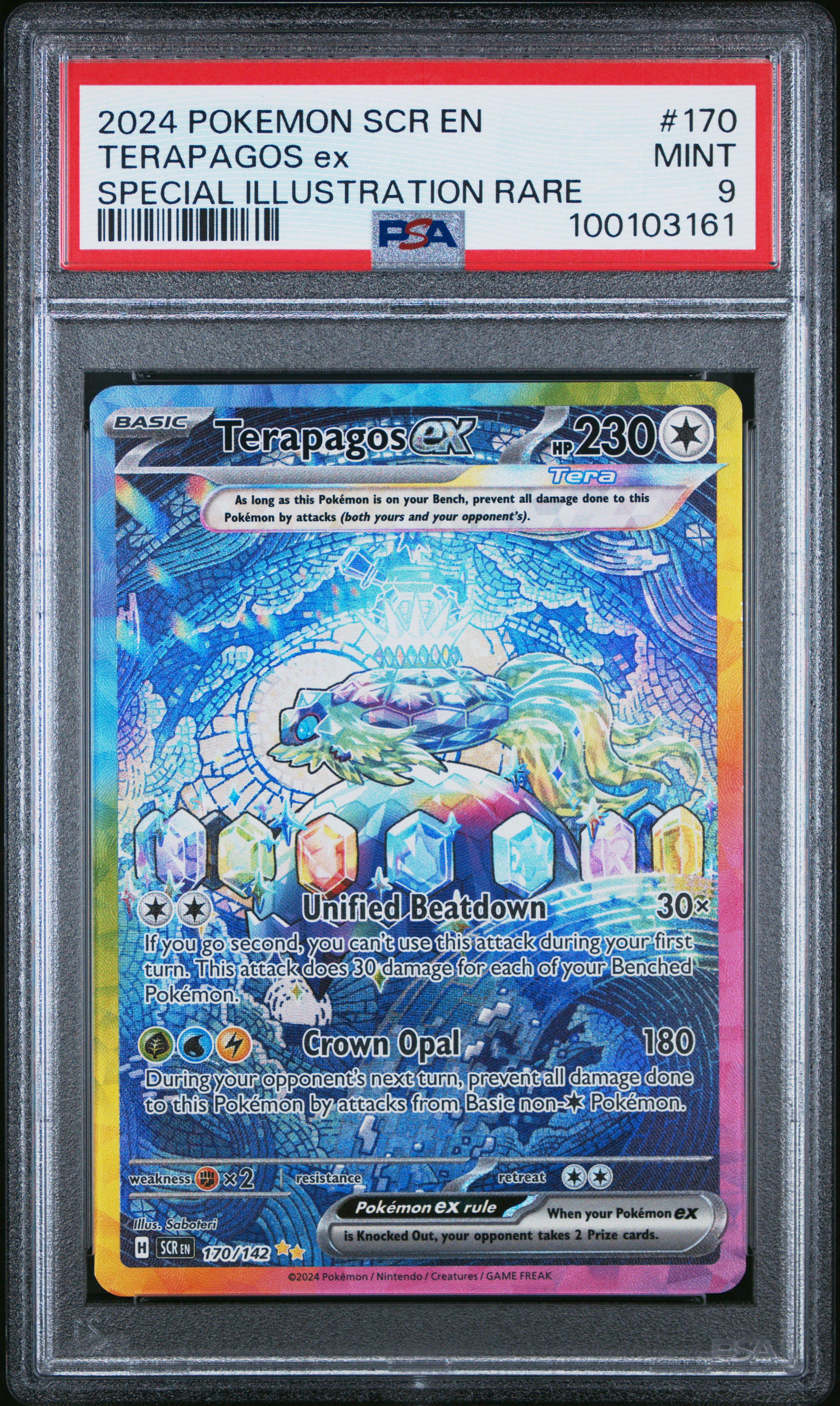 2024 Pokemon Scr En-Stellar Crown Terapagos Ex #170 (Special Illustration Rare) Mint 9 front