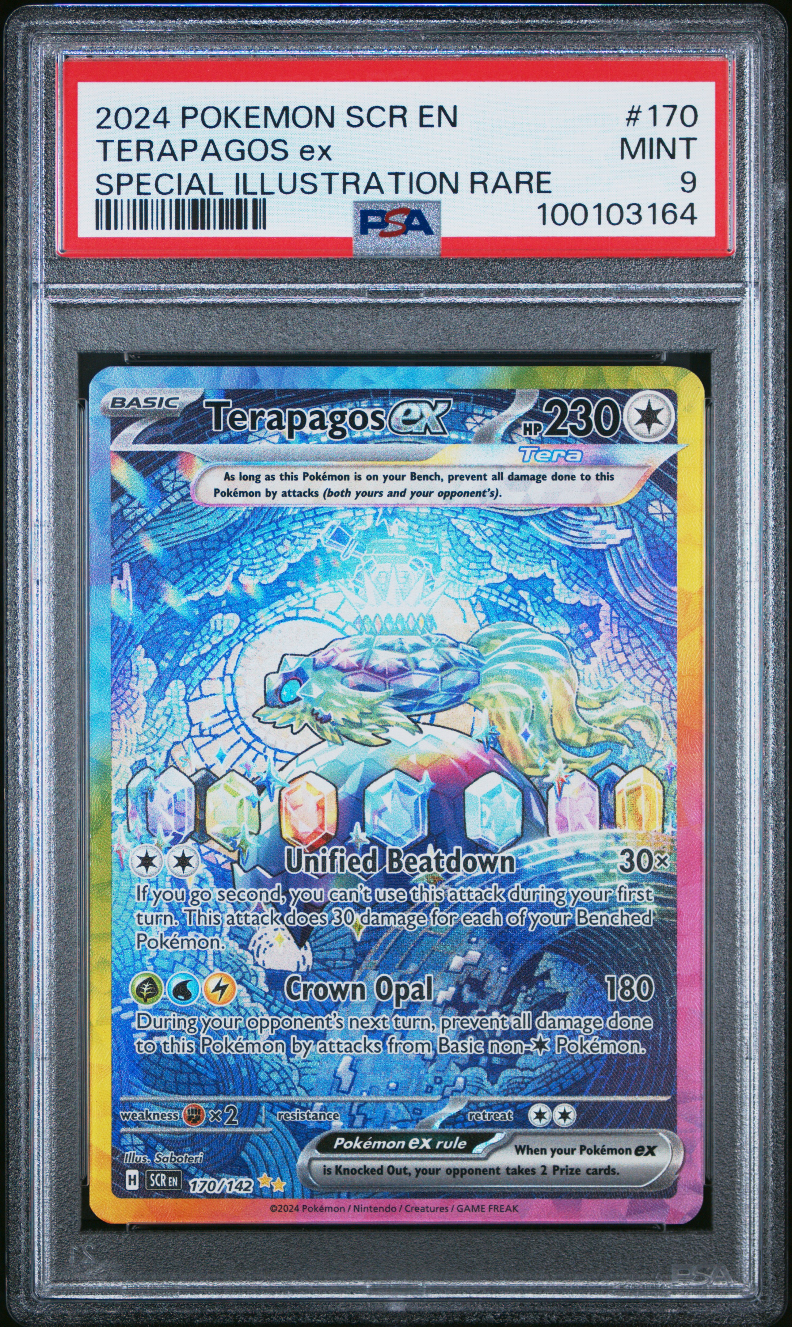 2024 Pokemon Scr En-Stellar Crown Terapagos Ex #170 (Special Illustration Rare) Mint 9 front