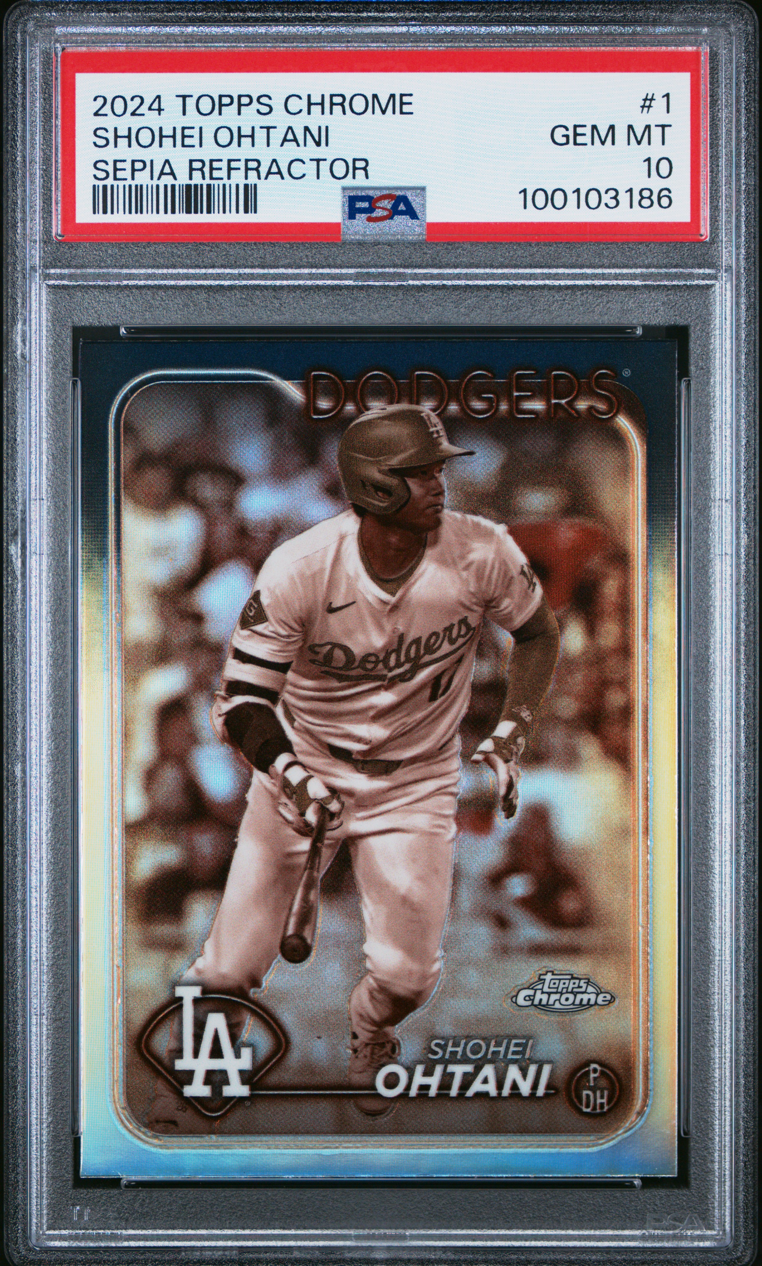 2024 Topps Chrome Shohei Ohtani #1 (Sepia Refractor) Gem Mt 10 front