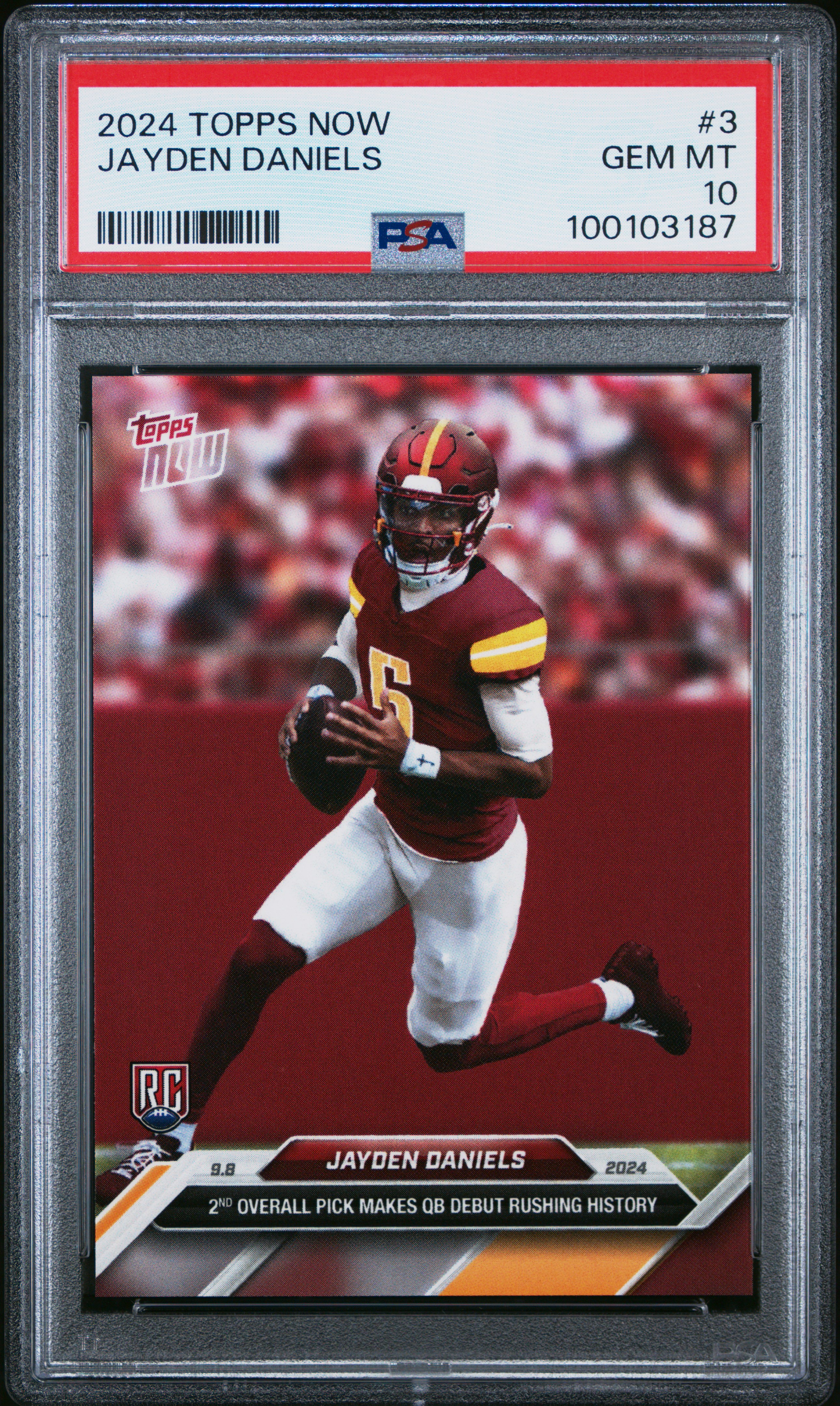 2024 Topps Now Jayden Daniels #3 Gem Mt 10 front