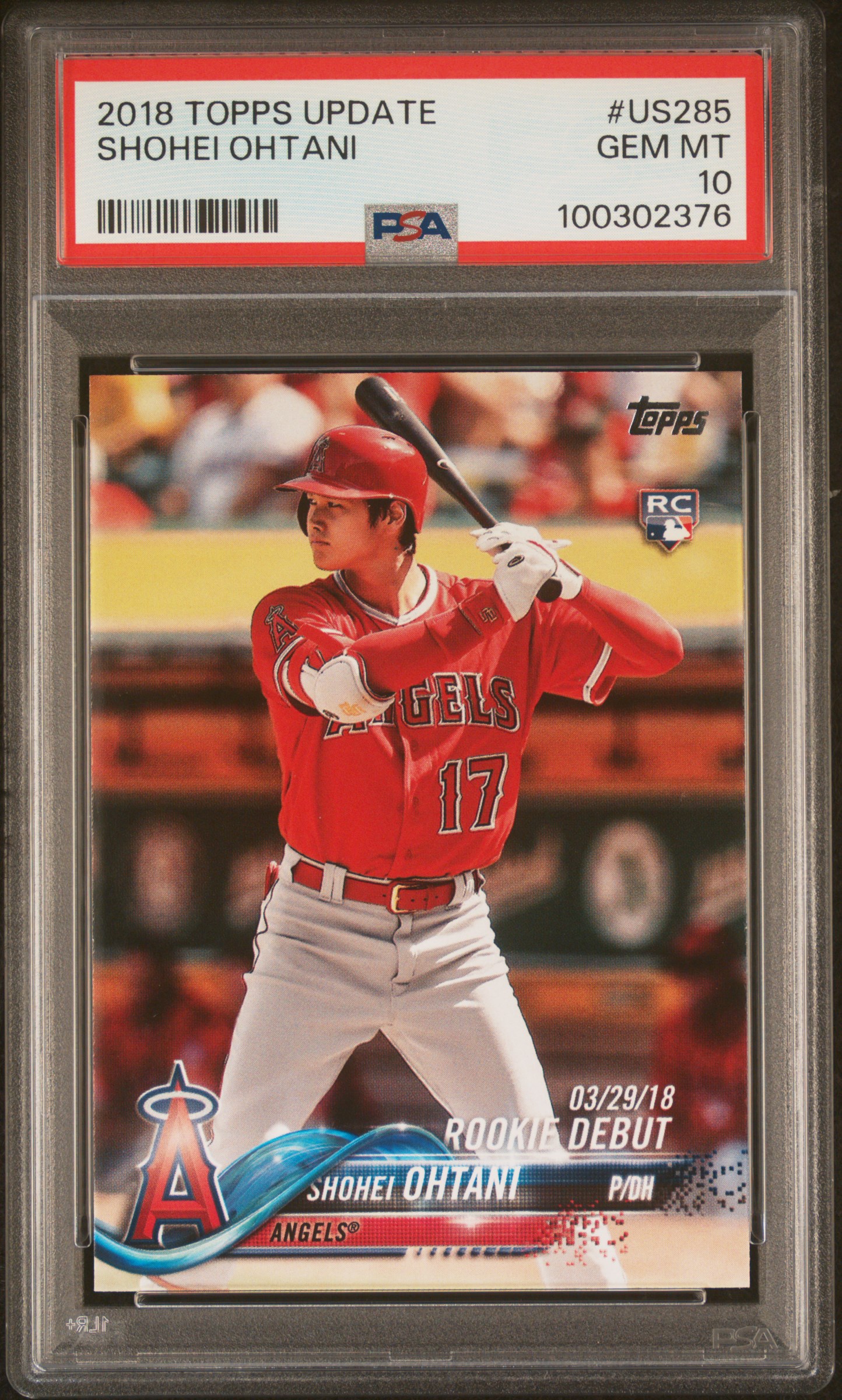 2018 Topps Update Shohei Ohtani #Us285 Gem Mt 10 front