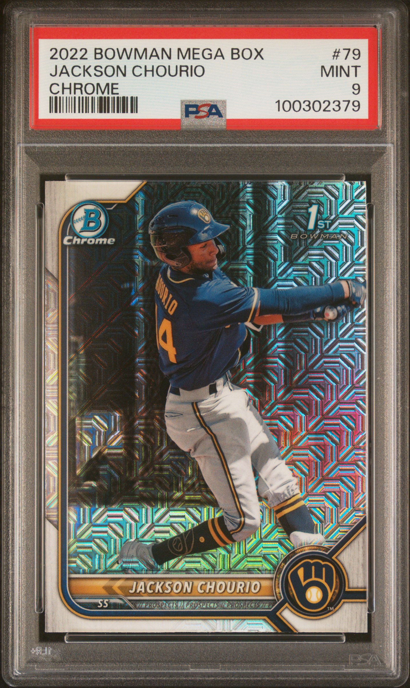 2022 Bowman Mega Box Chrome Jackson Chourio #79 (Chrome) Mint 9 front