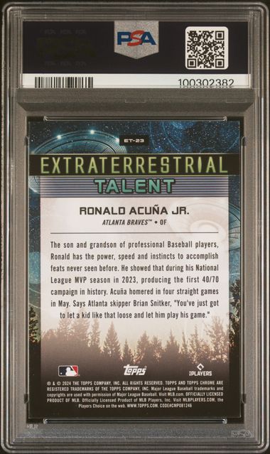 2024 Topps Chrome Cosmic Extraterrestrial Talent Ronald Acuna Jr. #Et23 (Et-Gold Interstellar Ref) Mint 9 back