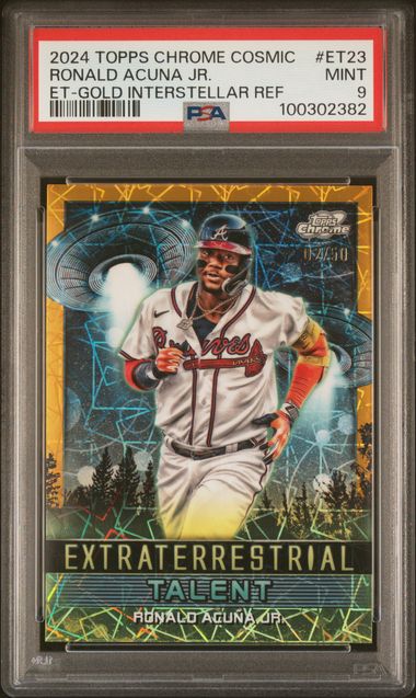 2024 Topps Chrome Cosmic Extraterrestrial Talent Ronald Acuna Jr. #Et23 (Et-Gold Interstellar Ref) Mint 9 front