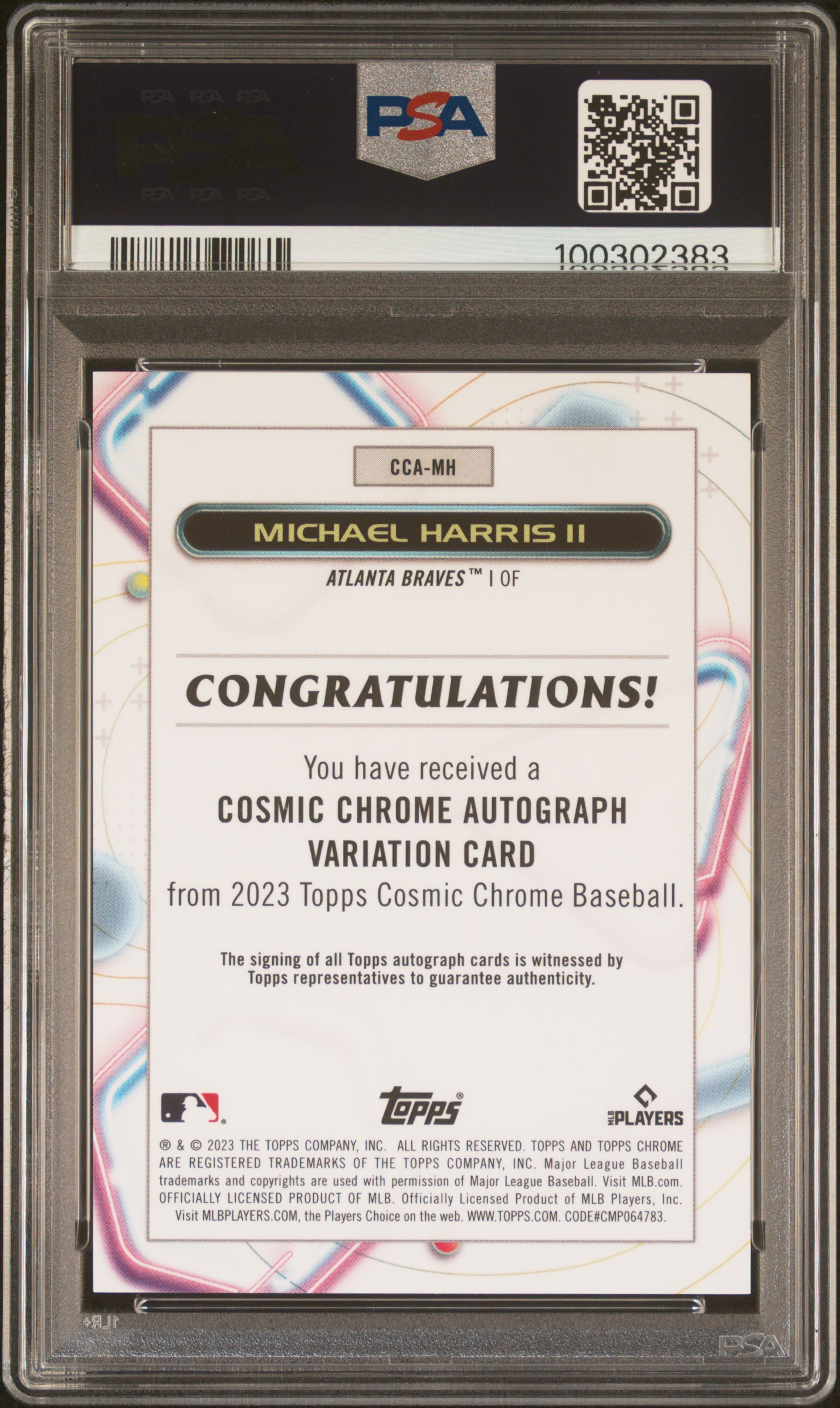 2023 Topps Cosmic Chrome Cosmic Chrome Autograph Michael Harris Ii #Mh Gem Mt 10 back