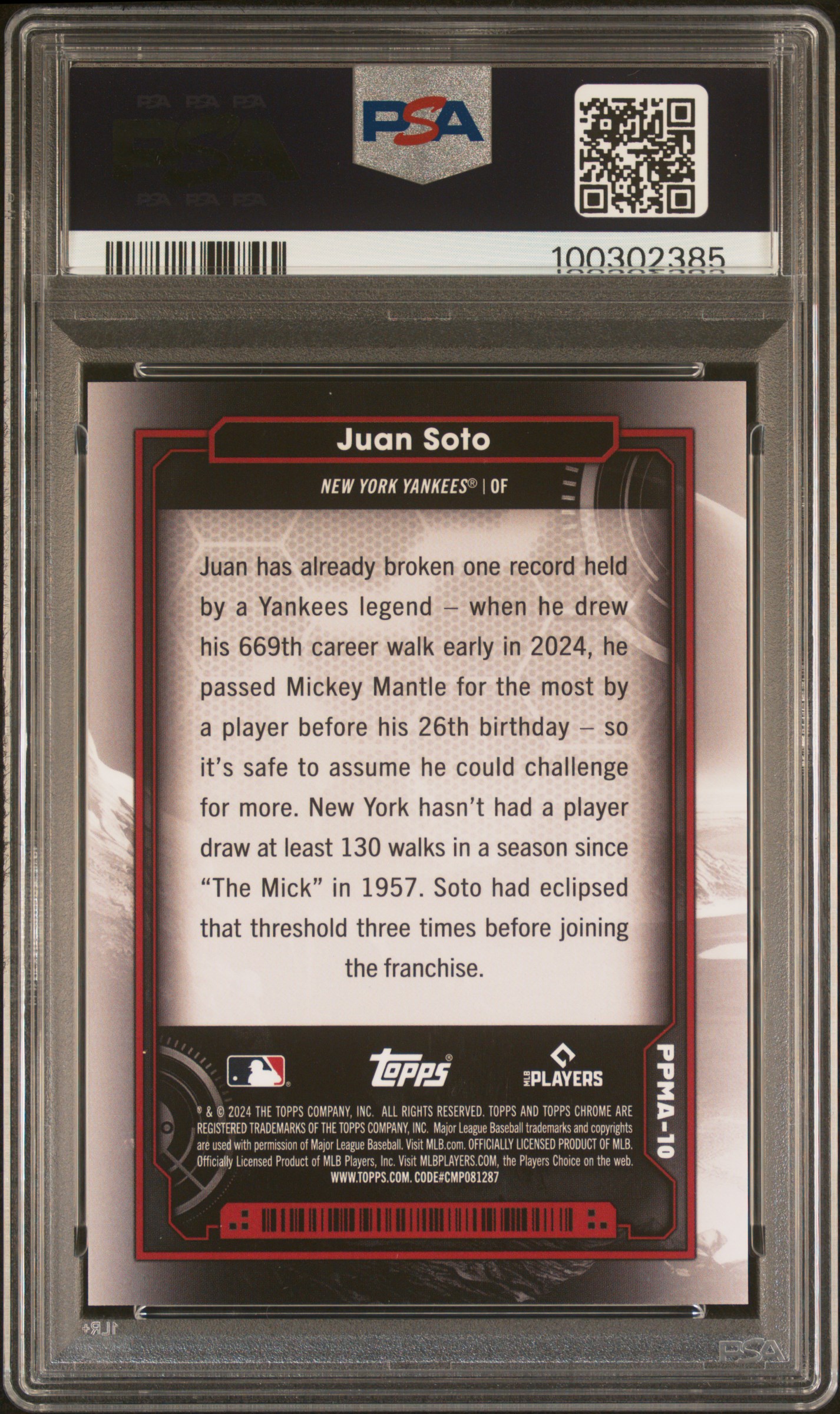 2024 Topps Chrome Cosmic Planetary Pursuit Juan Soto #10 (Planetary Pursuit-Mars) Gem Mt 10 back