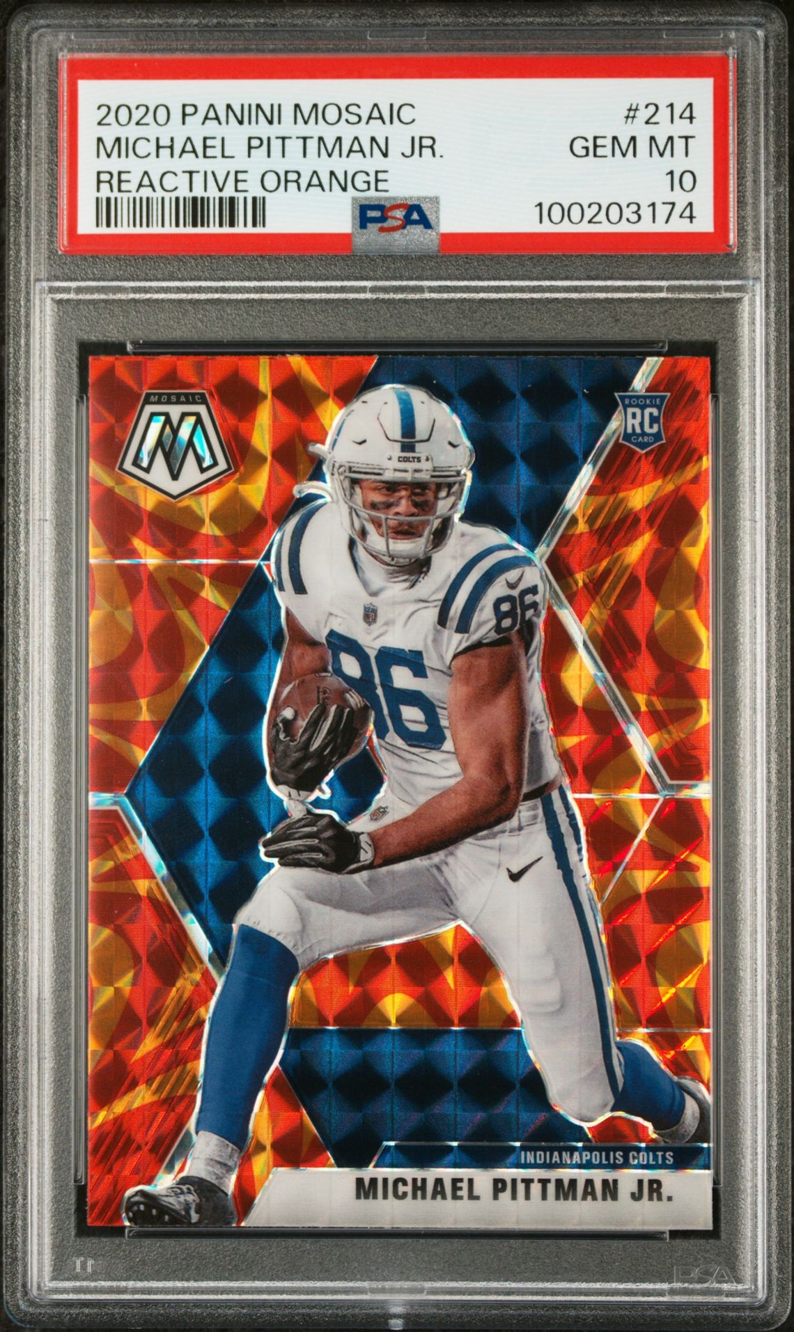 2020 Panini Mosaic Michael Pittman Jr. #214 (Reactive Orange) Gem Mt 10 front