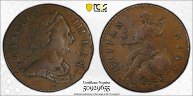 '1774' 1/2P Machin's, Vlack 3-74A VF35BN
