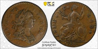 1788 1/2P Machin's, Vlack 13-88CT AU55BN