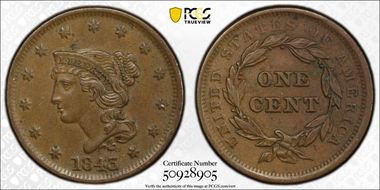 1843 1C Petite Head, Small Letters AU55BN