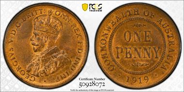 1919 //. (m) 1D Dot below MS64RB