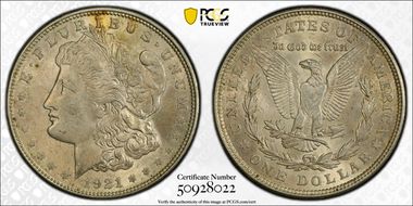 1921 $1 Morgan MS62