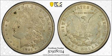 1921-D $1 AU58