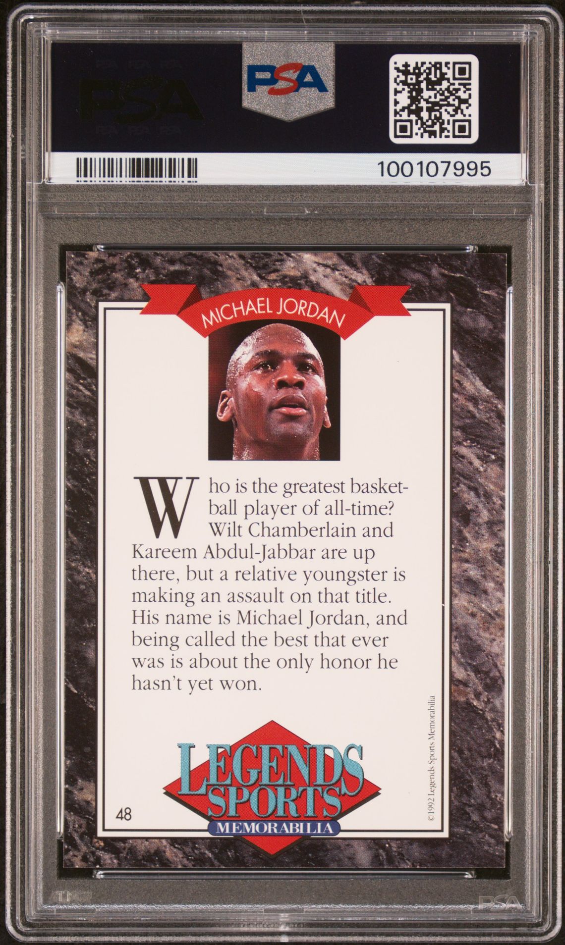 1992 Legends Magazine Inserts Michael Jordan #48 (Inserts-Hand Cut) Nm-Mt 8 back