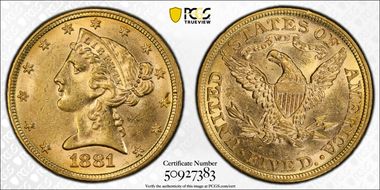 1881 $5 MS62
