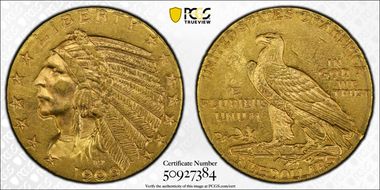 1909 $5 MS62