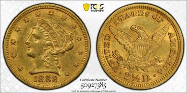 1888 $2.50 AU58