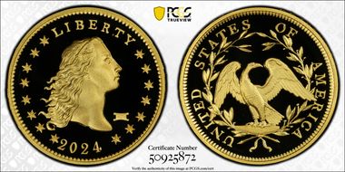 2024 $1 Flowing Hair Au with Privy High Relief 230th Anniversary PR70DCAM