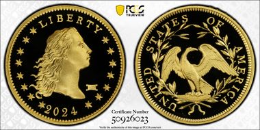 2024 $1 Flowing Hair Au with Privy High Relief 230th Anniversary PR69DCAM