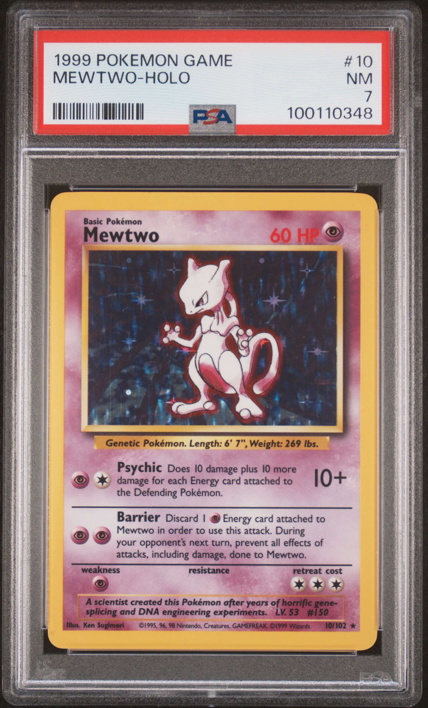 1999 Pokemon Game Mewtwo-Holo #10 Nm 7 front