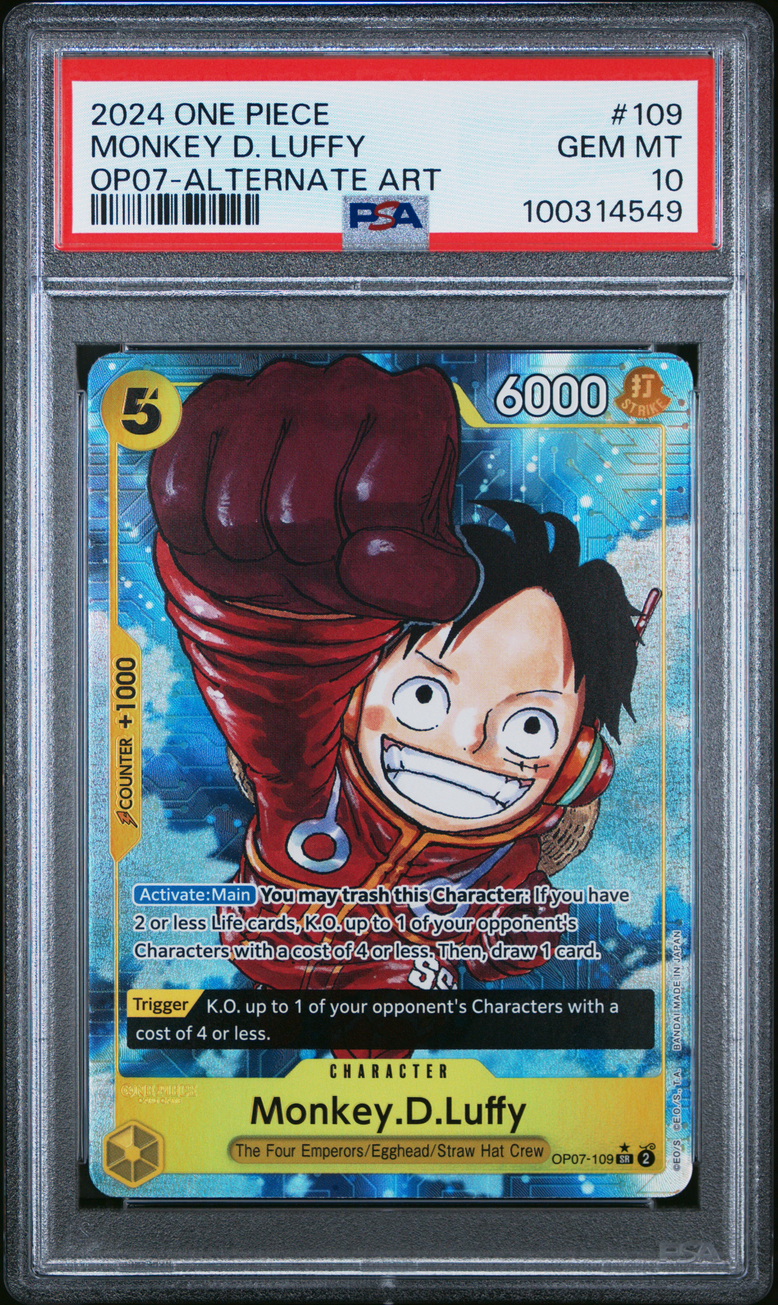 2024 #109 Monkey D. Luffy PSA 10 One Piece OP07-500 Years in the Future