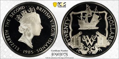 1985-FM $20 Ship and Dutch Cannons PR68DCAM