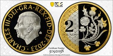 2023 £2 National Flowers Ag Selective Gilt PR69DCAM