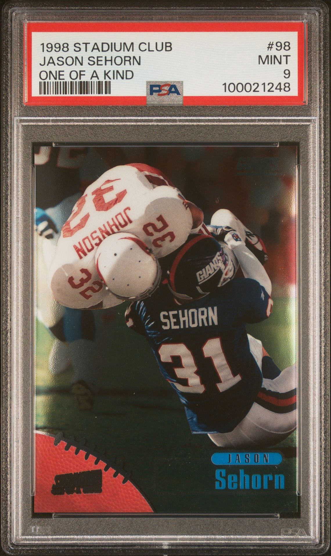 1998 Stadium Club Jason Sehorn #98 (One Of A Kind) Mint 9 front