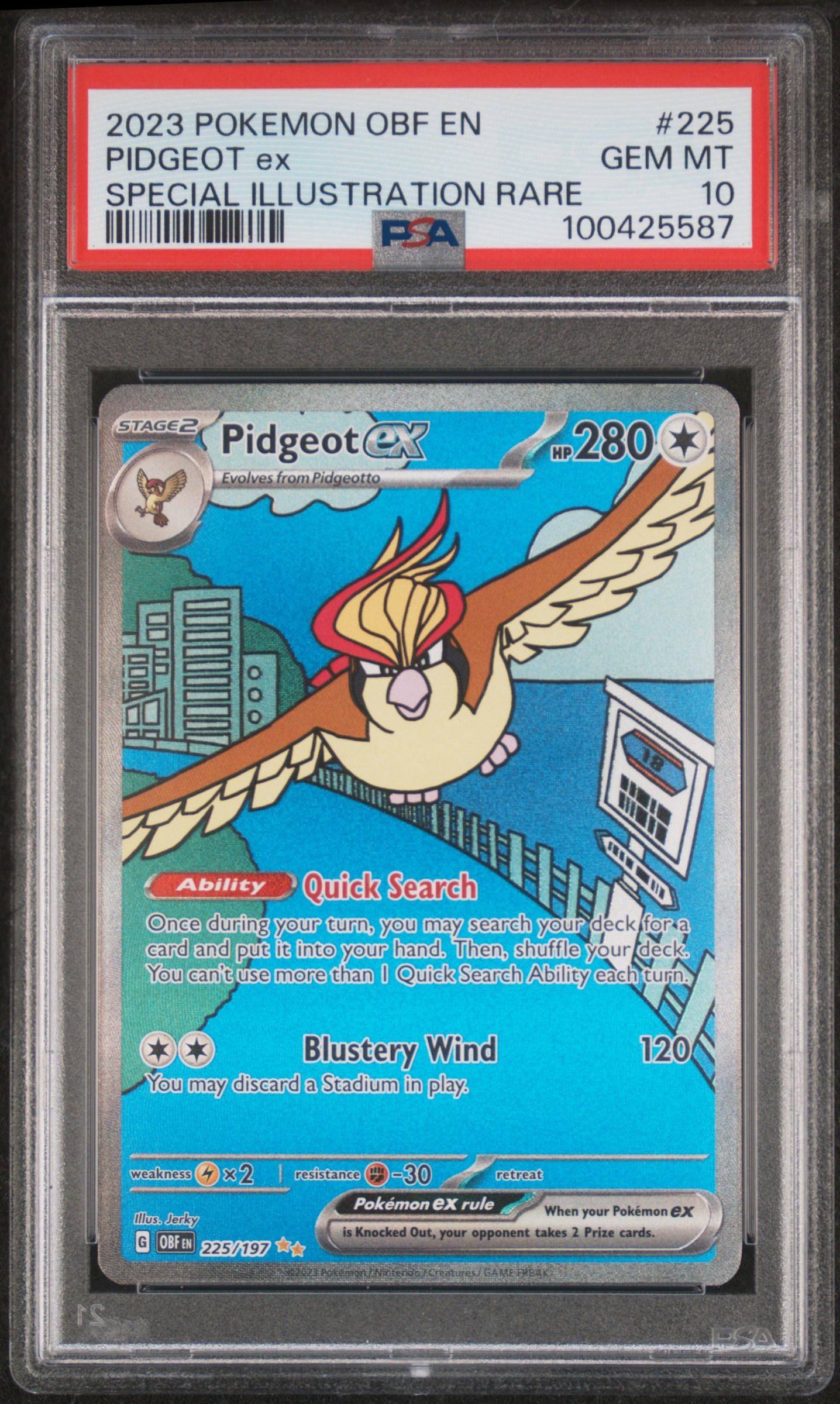2023 #225 Pidgeot EX PSA 10 Obf EN-Obsidian Flames