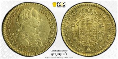 1773-Mo FM/MF Escudo Calico-1389 AU58