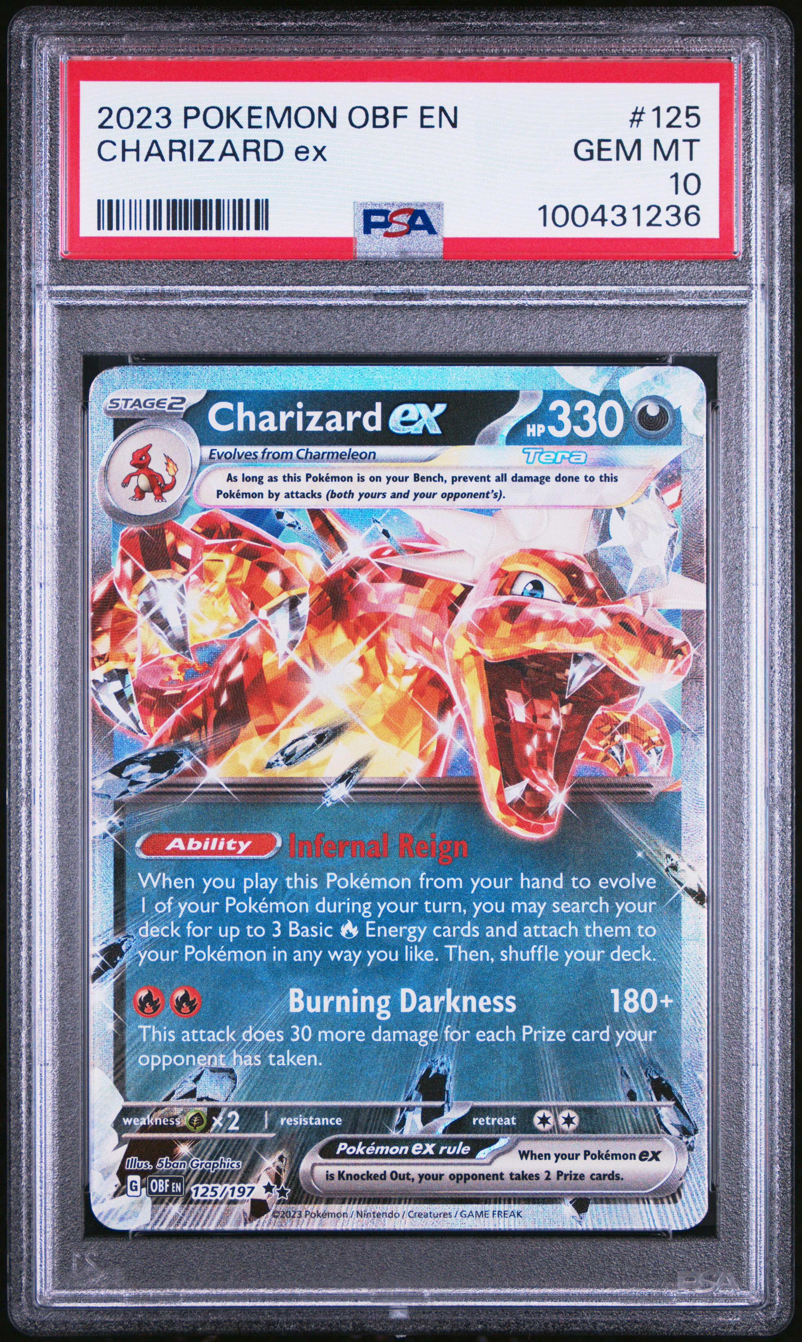 2023 Pokemon Obf En-Obsidian Flames Charizard Ex #125 Gem Mt 10 front