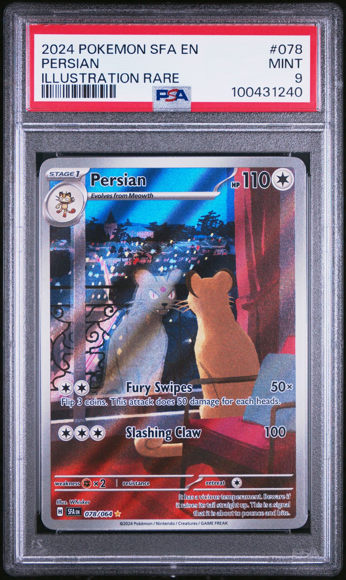 2024 Pokemon Sfa En-Shrouded Fable Persian #078 (Illustration Rare) Mint 9 front