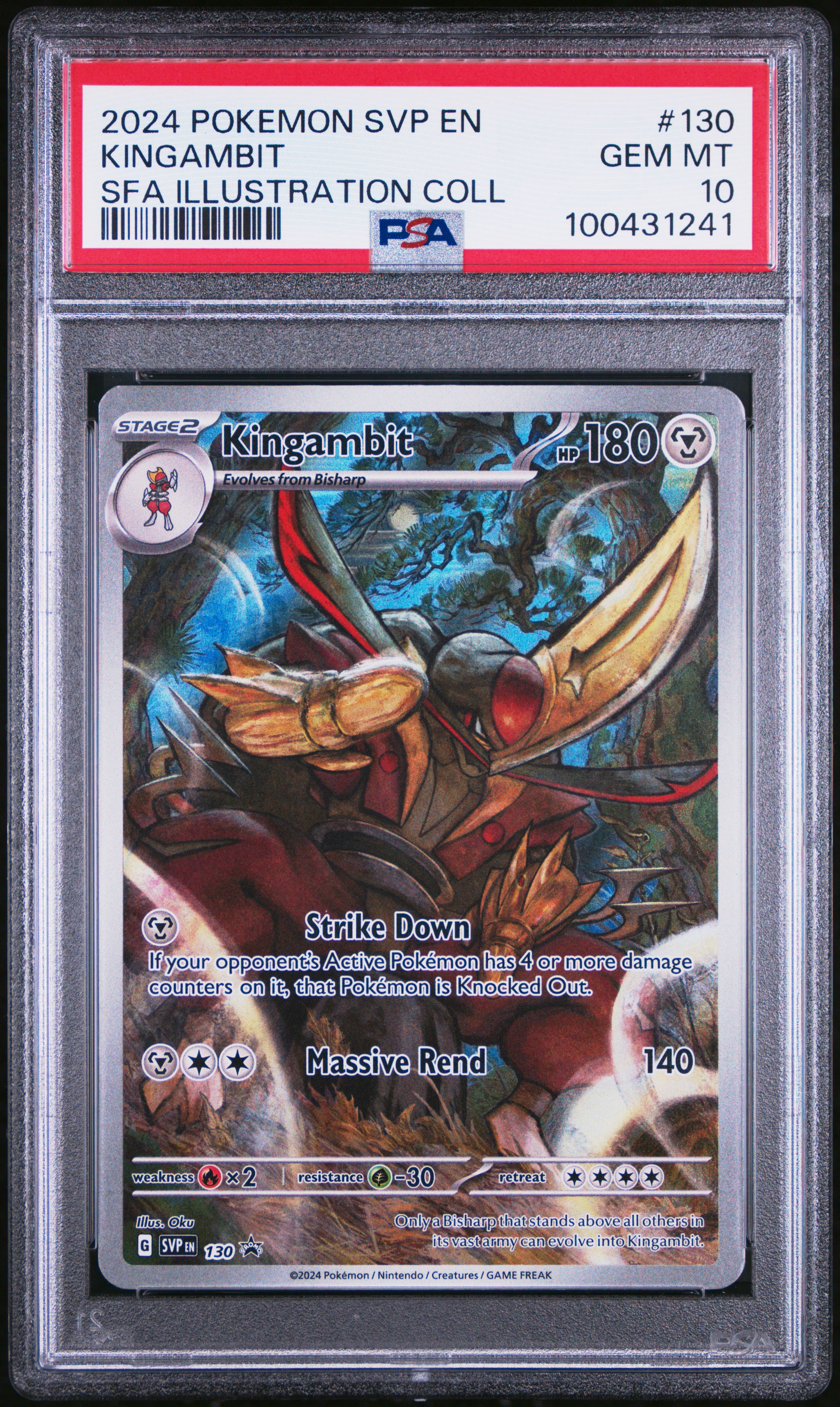 2024 Pokemon Svp En-Sv Black Star Promo Kingambit #130 (Sfa Illustration Coll) Gem Mt 10 front