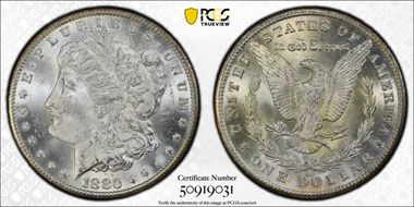 1880-CC $1 8/High 7 MS63