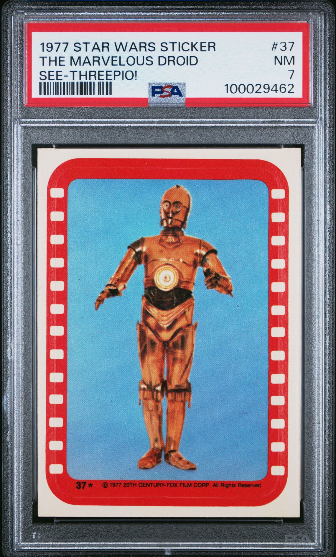 1977 Star Wars STAR WARS STICKERS SEE-THREEPIO! #37 The Marvelous Droid front