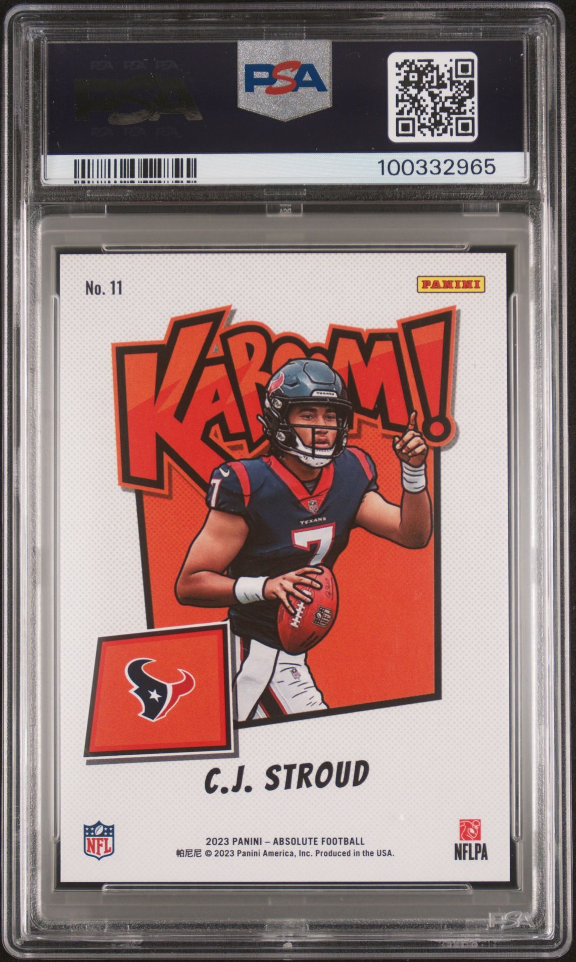 2023 Panini Absolute Kaboom! Horizontal Cj Stroud #11 Mint 9 back